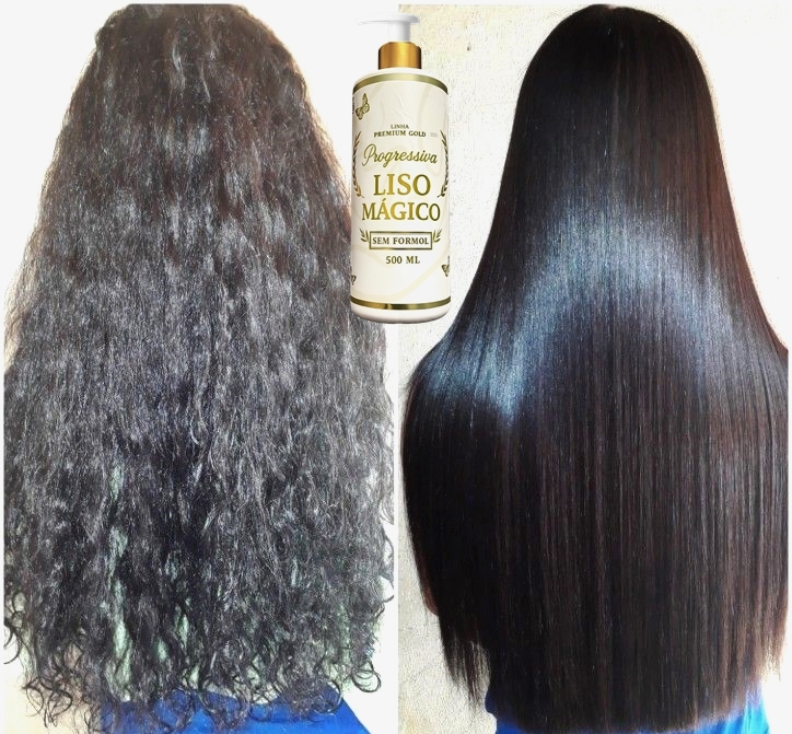 Antes e depois — cabelo crespo longo para liso espelhado
